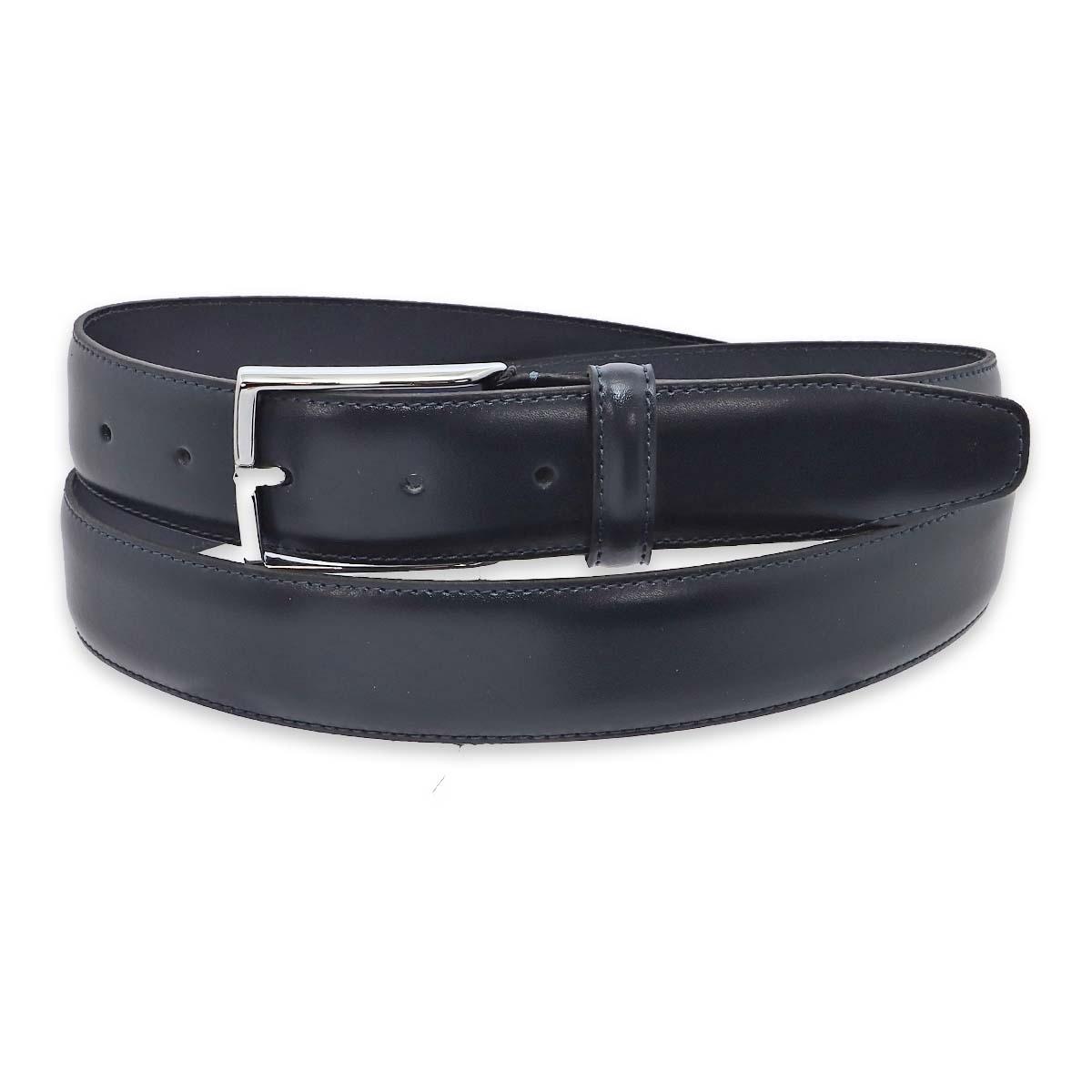 Cintura uomo in pelle box fibbia nickel lucido