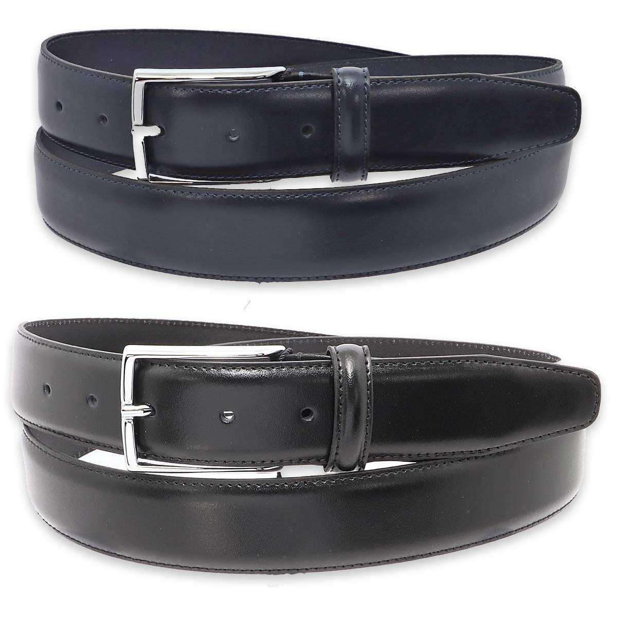 Cintura uomo in pelle box fibbia nickel lucido