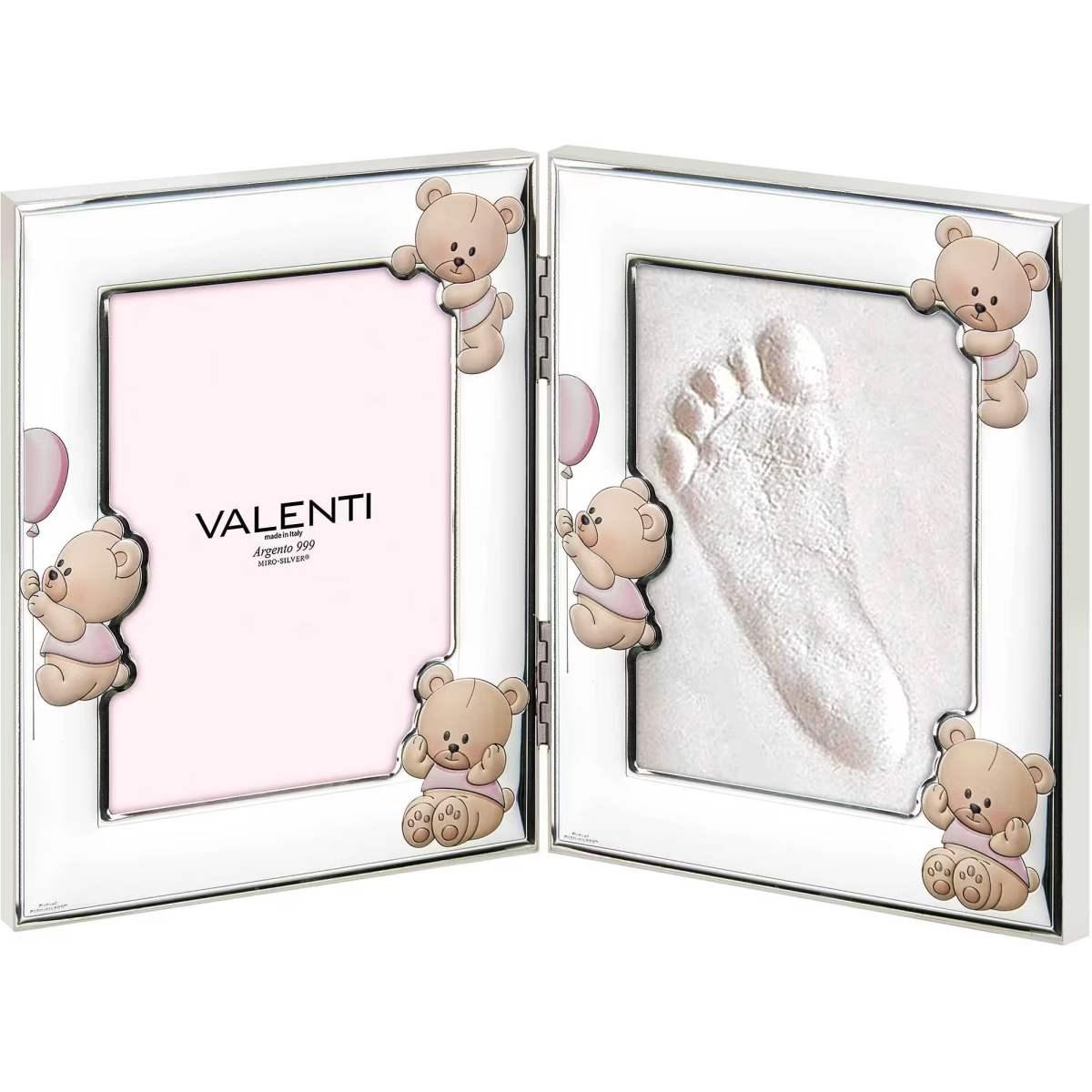 Portafoto pieghevole bimbo 9X13 cm orsetti multicolor impronte rosa Valenti