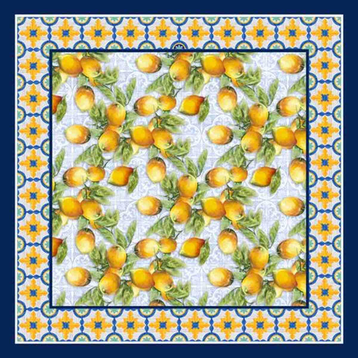 Foulard limoni e maioliche 90x90 cm