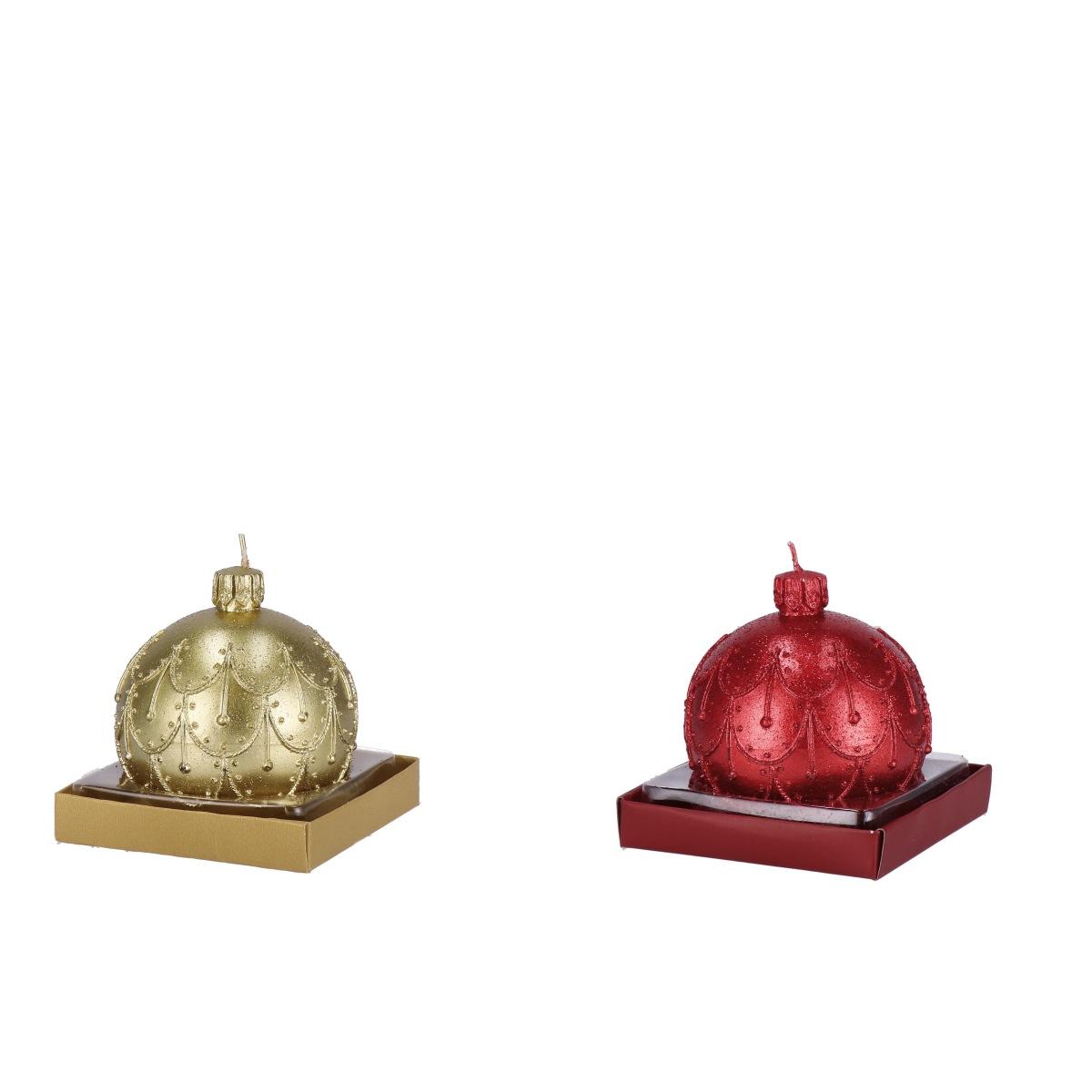 Candela decorativa modello pallina di Natale d9 cm