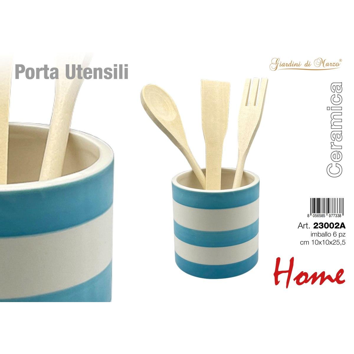 Porta utensili ceramica strisce azzurre Home Giardini Di Marzo