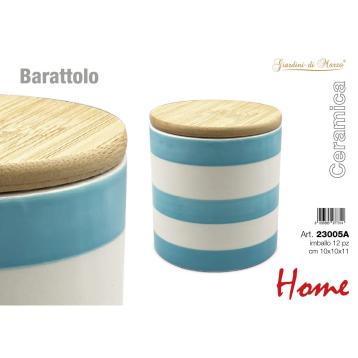 Barattolo ceramica strisce azzurre home giardini di marzo