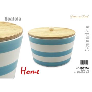 Scatola ceramica strisce azzurre Home Giardini Di Marzo