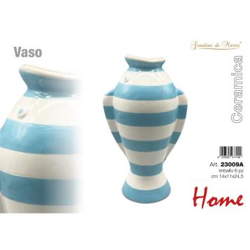 Vaso ceramica strisce azzurre Home Giardini Di Marzo