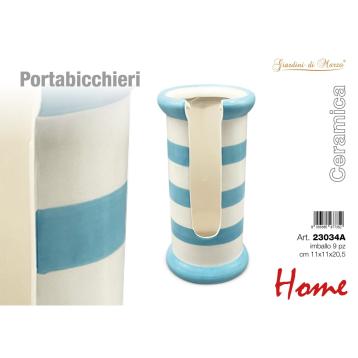 Portabicchieri ceramica strisce azzurre Home Giardini Di Marzo