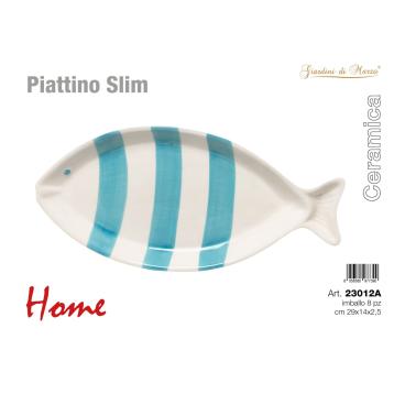 Piattino ceramica pesce slim strisce azzurre Home Giardini Di Marzo