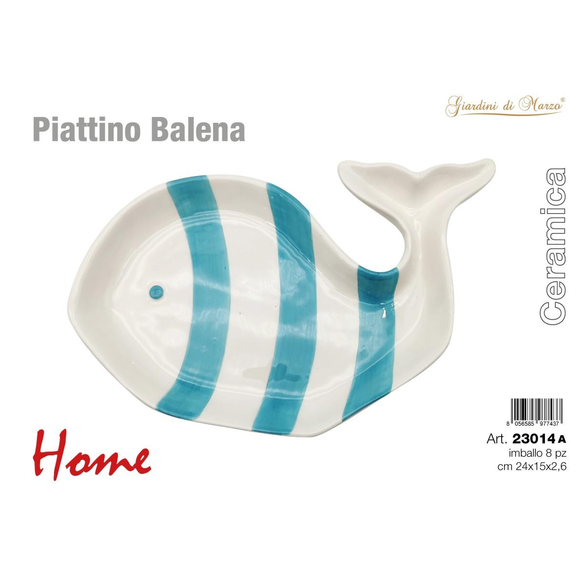 Piattino ceramica balena strisce azzurre Home Giardini Di Marzo