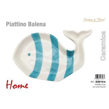 Piattino ceramica balena strisce azzurre Home Giardini Di Marzo