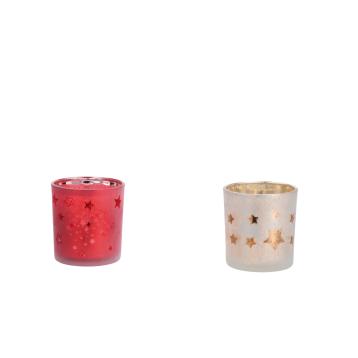 Porta tealight in vetro natalizi d7 x h8 cm