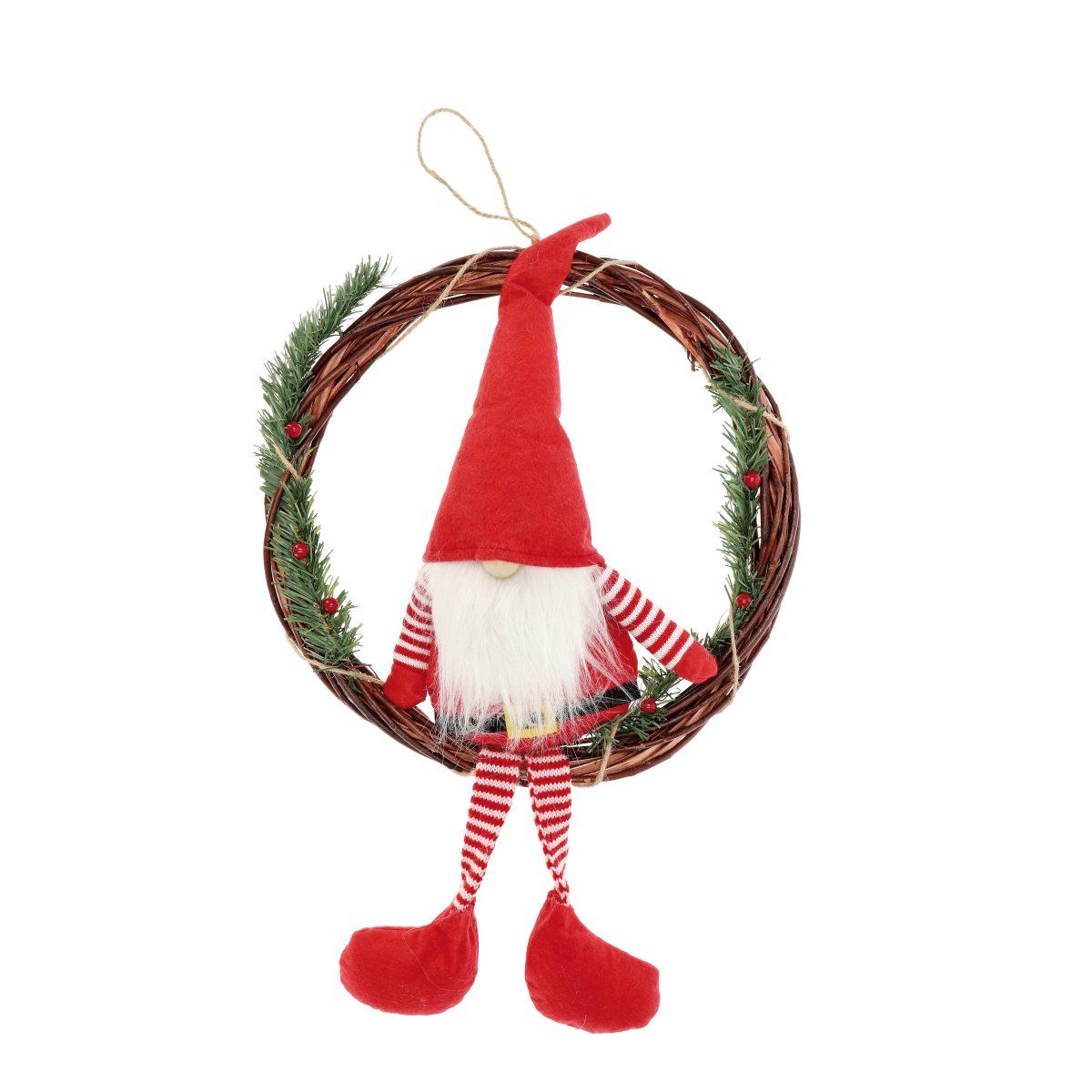 Ghirlanda con folletto Babbo Natale 33x54 cm