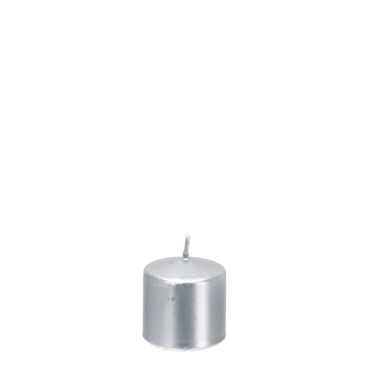 Candela cilindrica argento natalizia d5 x h5,5 cm