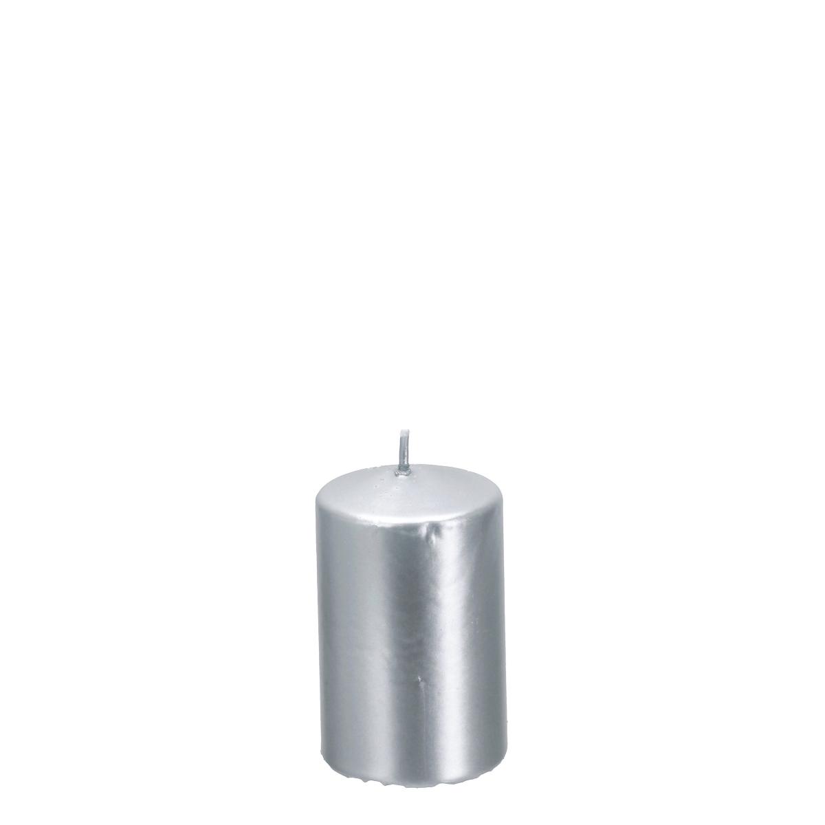 Candela natalizia cilindrica argento d5 h8 cm
