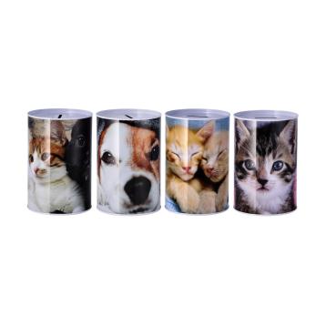 Salvadanaio di latta cani e gatti d10 x h15 cm