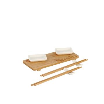 Servizio accessori sushi per 2 persone con vassoio in bamboo: vassoio 24 x 10 cm