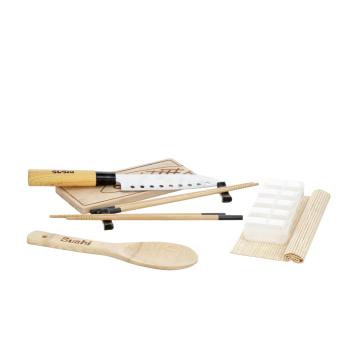 Servizio accessori sushi per 2 persone con tagliere in bamboo e coltello 25 x 20 cm