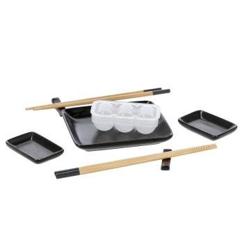Servizio accessori sushi per 2 persone in ceramica, bamboo e plastica