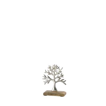 Decorazione in metallo modello albero con base in legno 12 x 5 x h15 cm