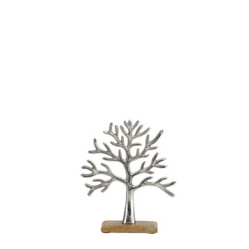 Decorazione in metallo modello albero con base in legno 21 x 6,5 x h25 cm