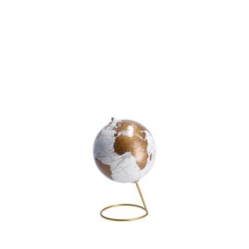 Mappamondo decorativo con supporto in metallo d14x h22 cm