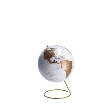 Mappamondo decorativo con supporto in metallo d18 x h26 cm