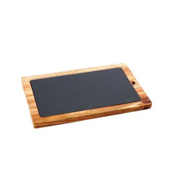 Tagliere rettangolare in ardesia e legno 30 x 20 cm