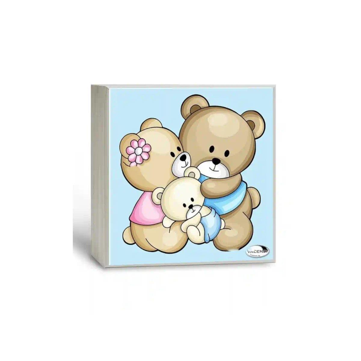 Lampada da comodino bimbo 14x14 cm tre orsetti celeste Valenti