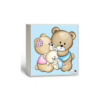Lampada bimbo 14x14 cm tre orsetti celeste Valenti