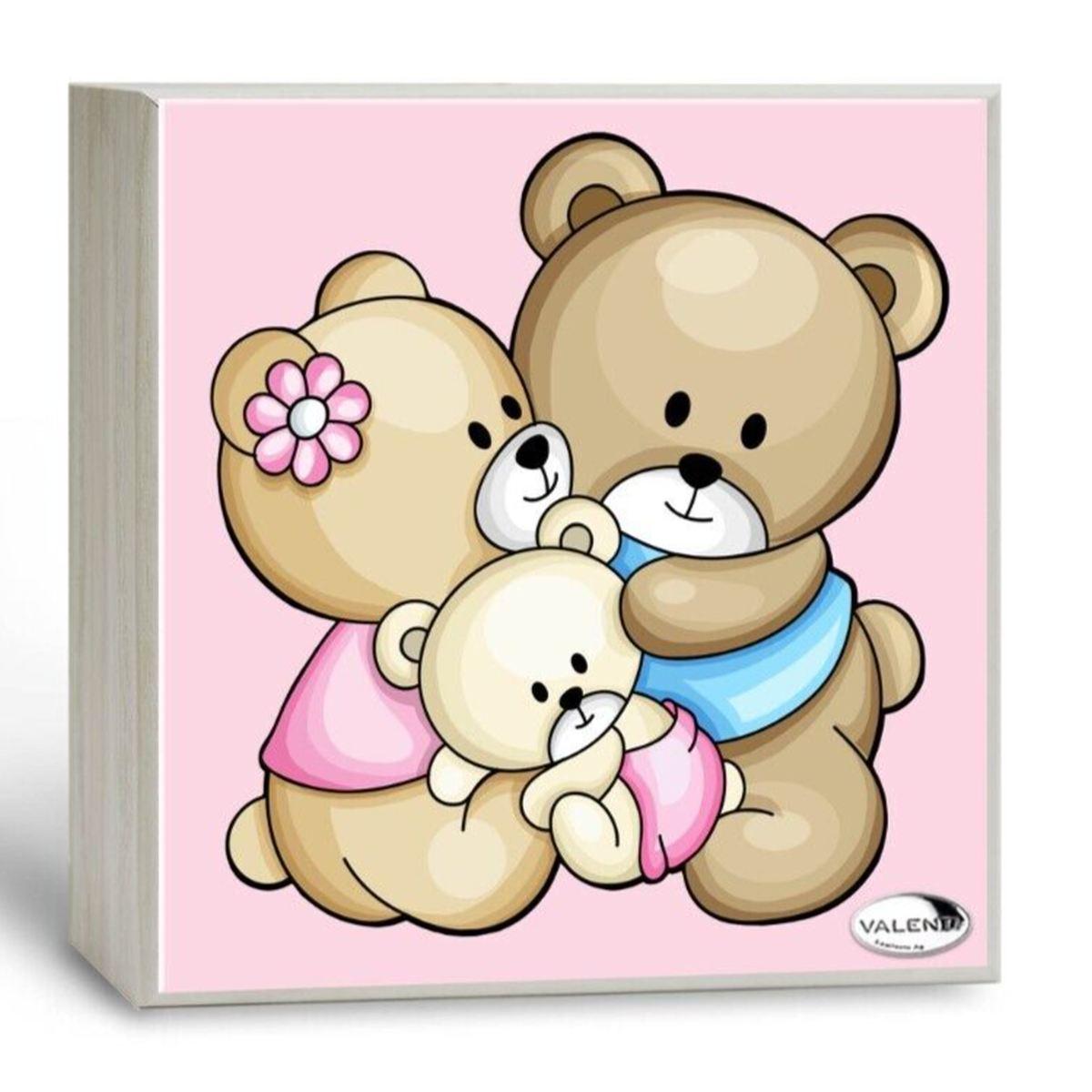 Lampada bimbo 14x14 cm tre orsetti rosa Valenti