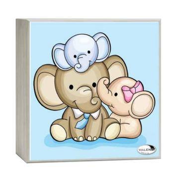 Lampada da comodino bimbo 14x14 cm tre elefantini celeste Valenti