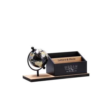 Portalettere in mdf con mappamondo decorativo 28 x 10 x h10,5 cm