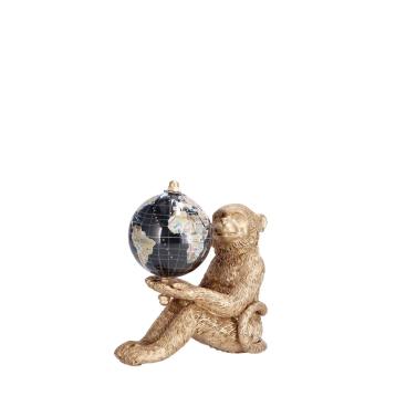 Decorazione in resina modello scimmia con mappamondo 10 x 6 x h12,5 cm