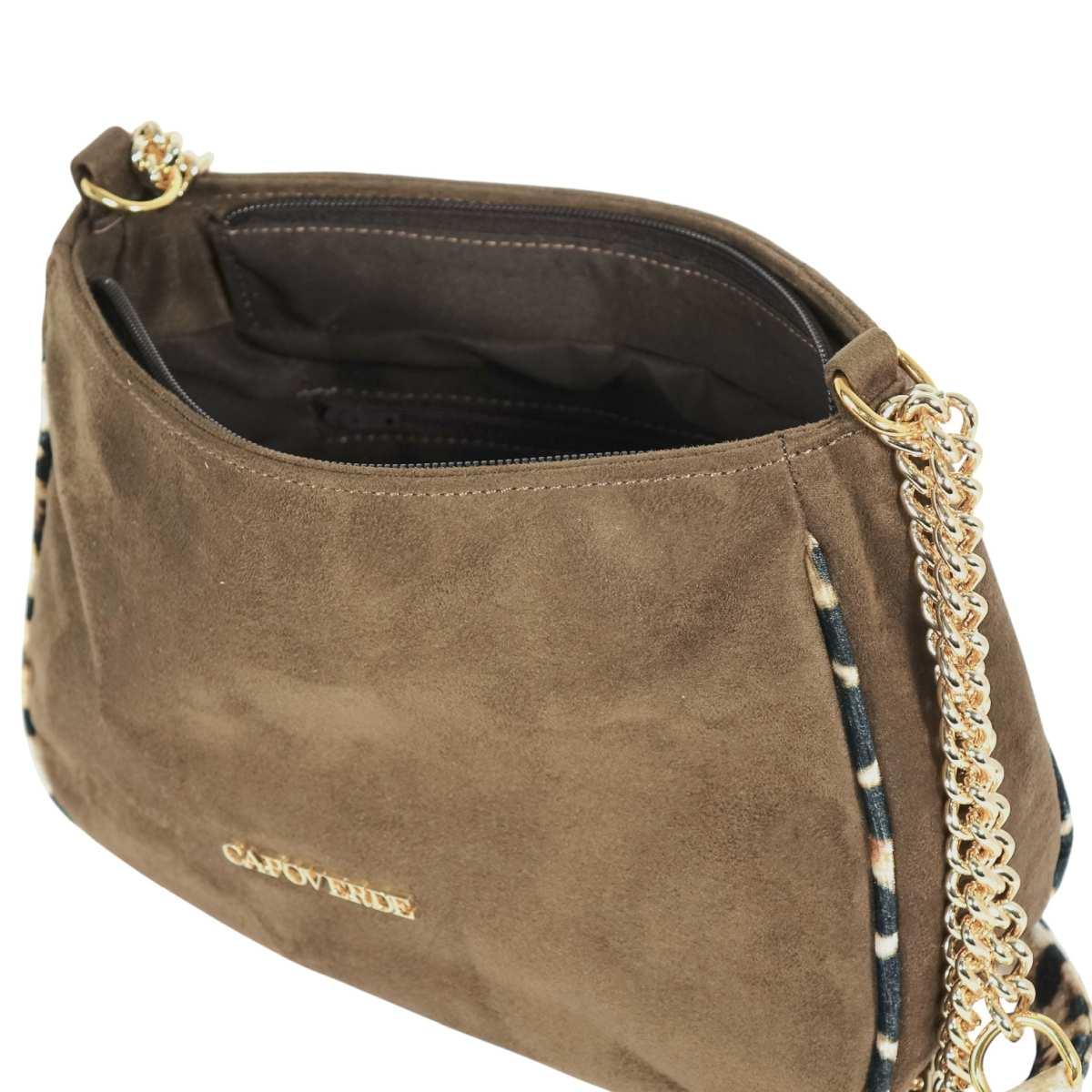 Borsetta donna in camoscio e leopardo Capoverde Made in Italy