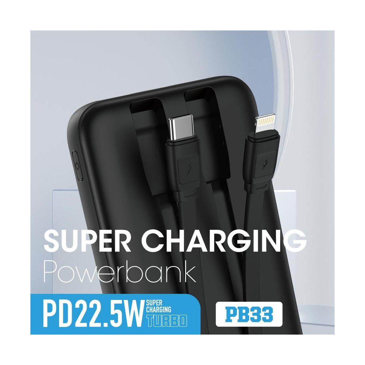 Newtop pb33 power bank 22.5w fast charging con cavi 10000mah nero