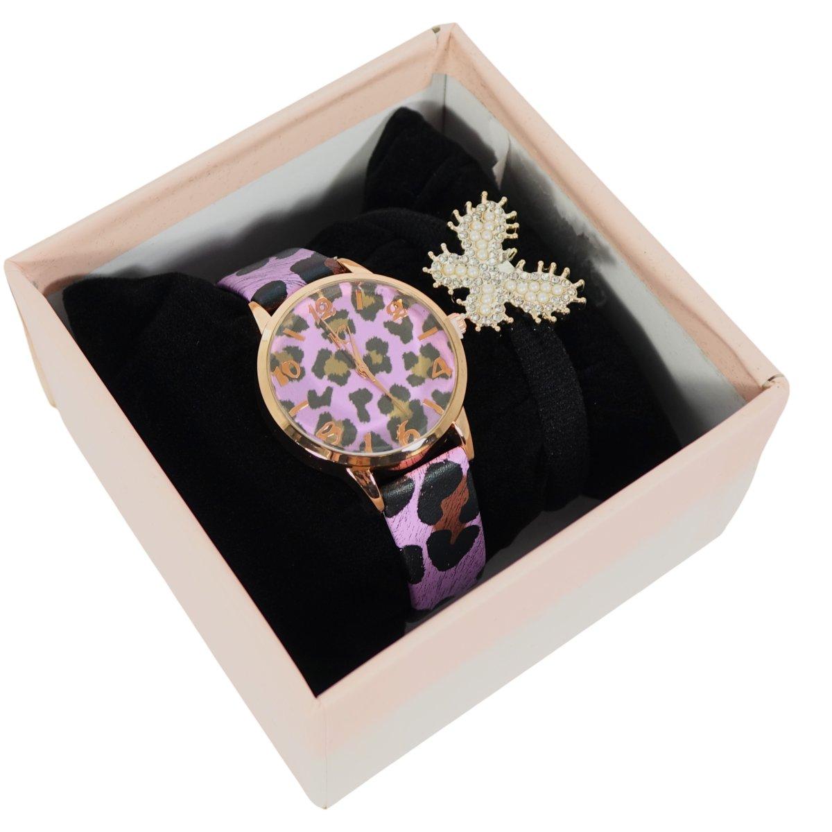 Orologio da polso analogico leopardato donna ed elastico fermacoda Le Kikke