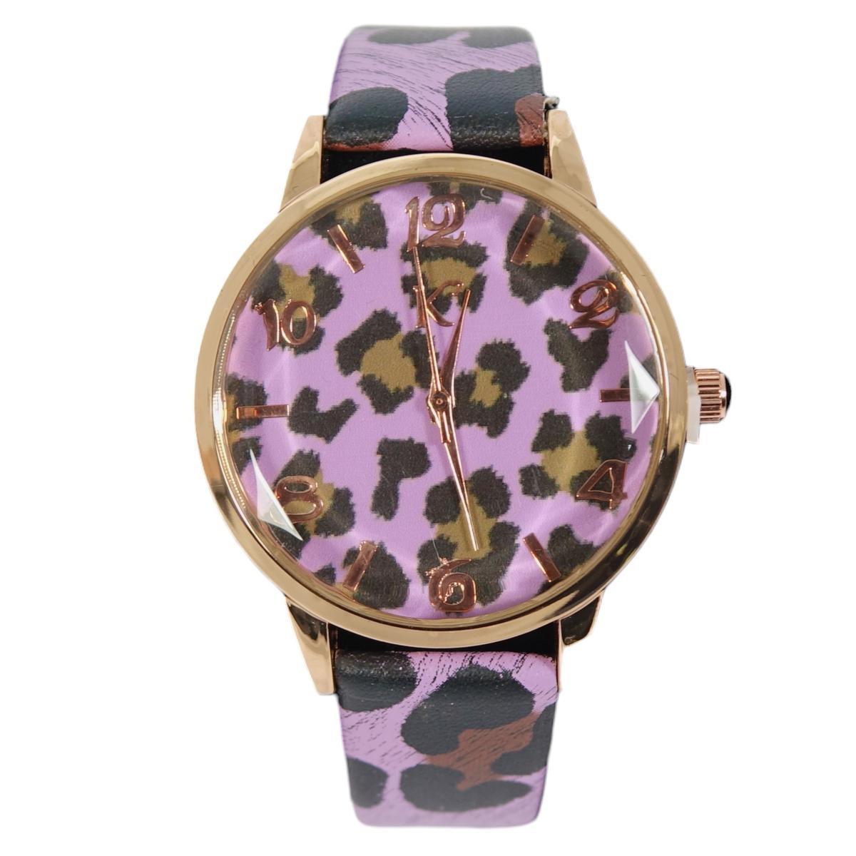 Orologio da polso analogico leopardato donna ed elastico fermacoda Le Kikke