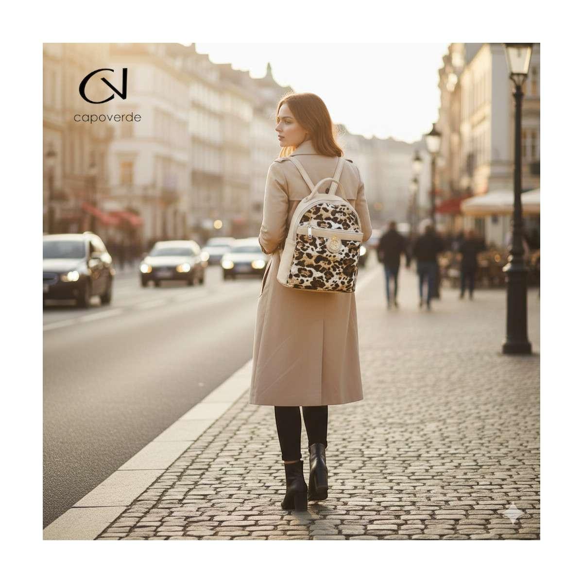 Zaino donna in velluto e leopardo Capoverde Made in Italy