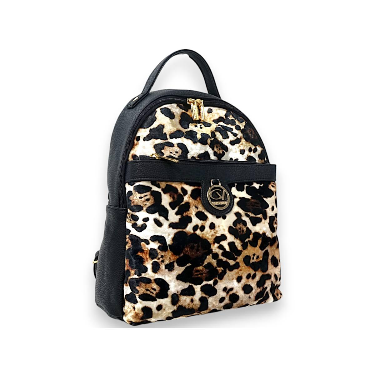 Zaino donna in velluto e leopardo Capoverde Made in Italy