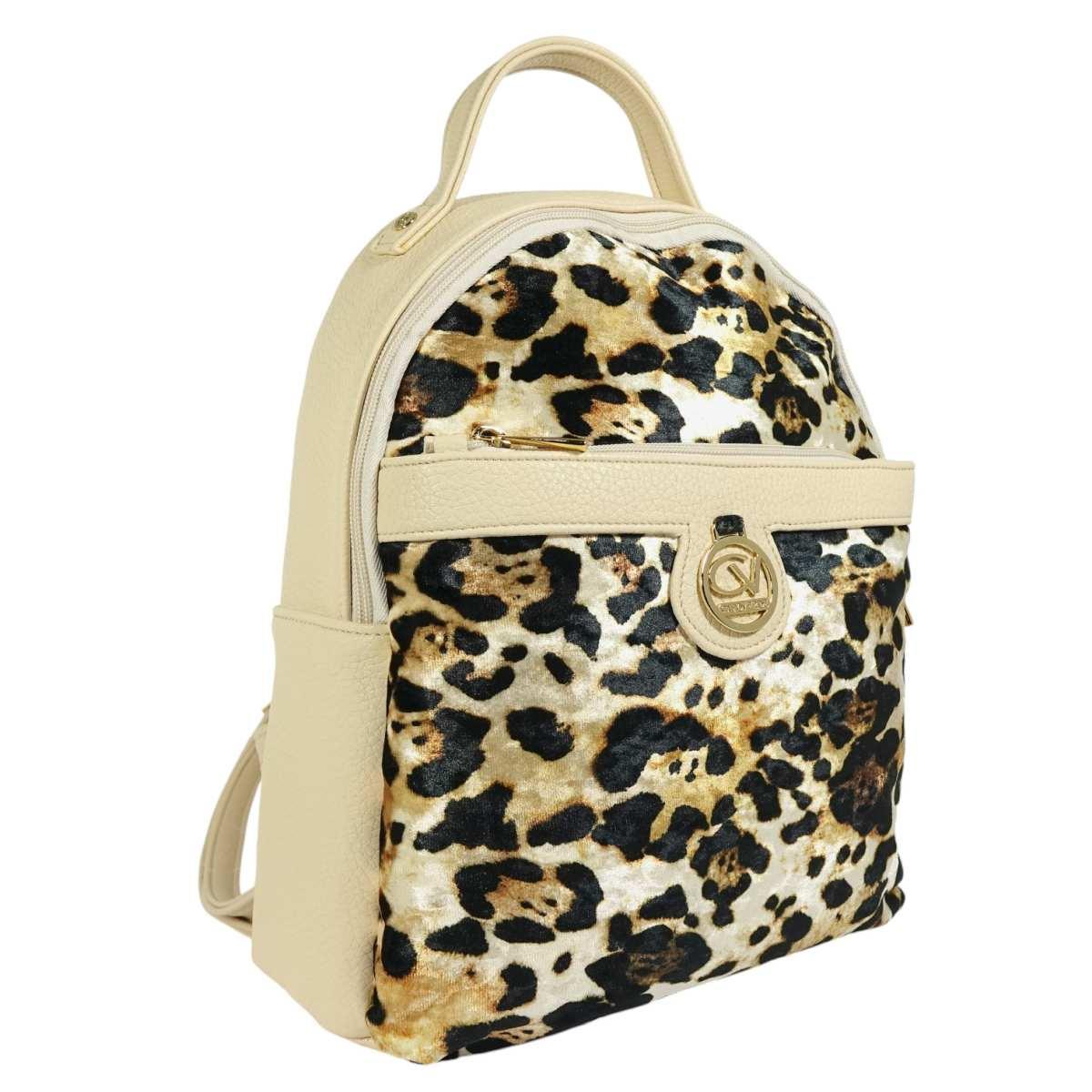 Zaino donna in velluto e leopardo Capoverde Made in Italy