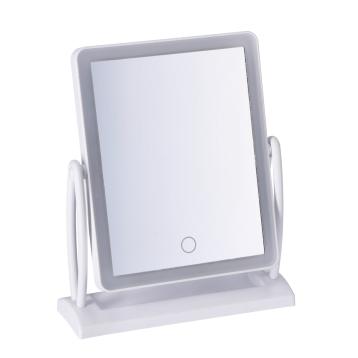 Specchio girevole da trucco con led supporto in plastica (funzionamento a pila) 22 x 7,5 x h27 cm