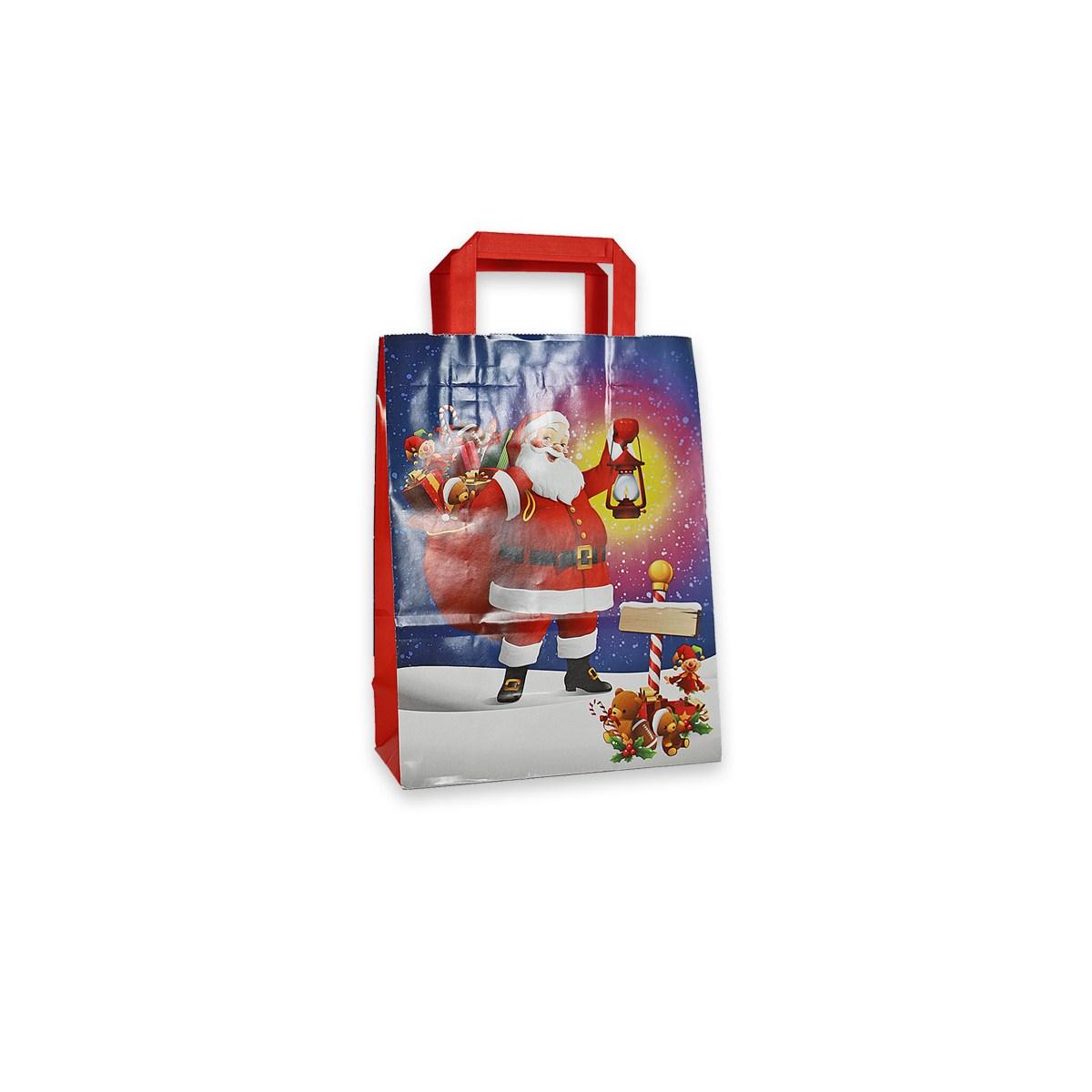 Shoppers in carta babbo natale manico piatto h29 x l 22 x p 10