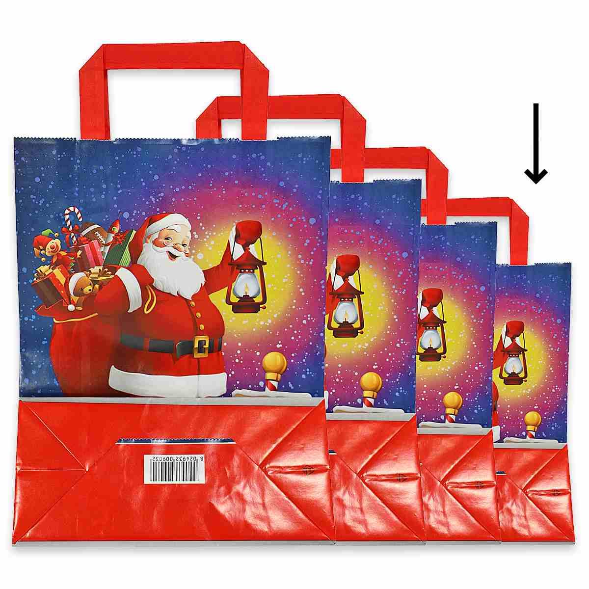 Shoppers in carta babbo natale manico piatto h29 x l 22 x p 10