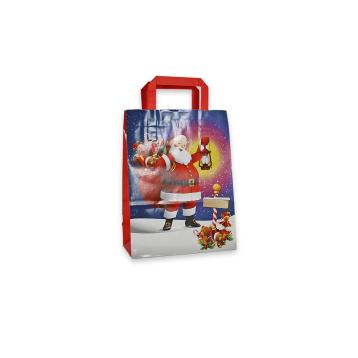 Shoppers in carta babbo natale manico piatto h29 x l 22 x p 10