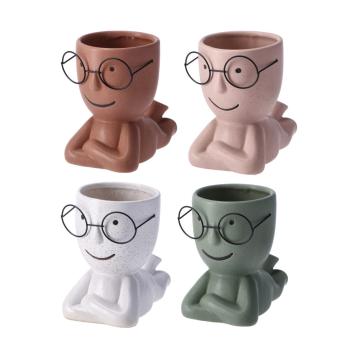 Vaso in ceramica e metallo Pete modello omino 14x23xh20 cm