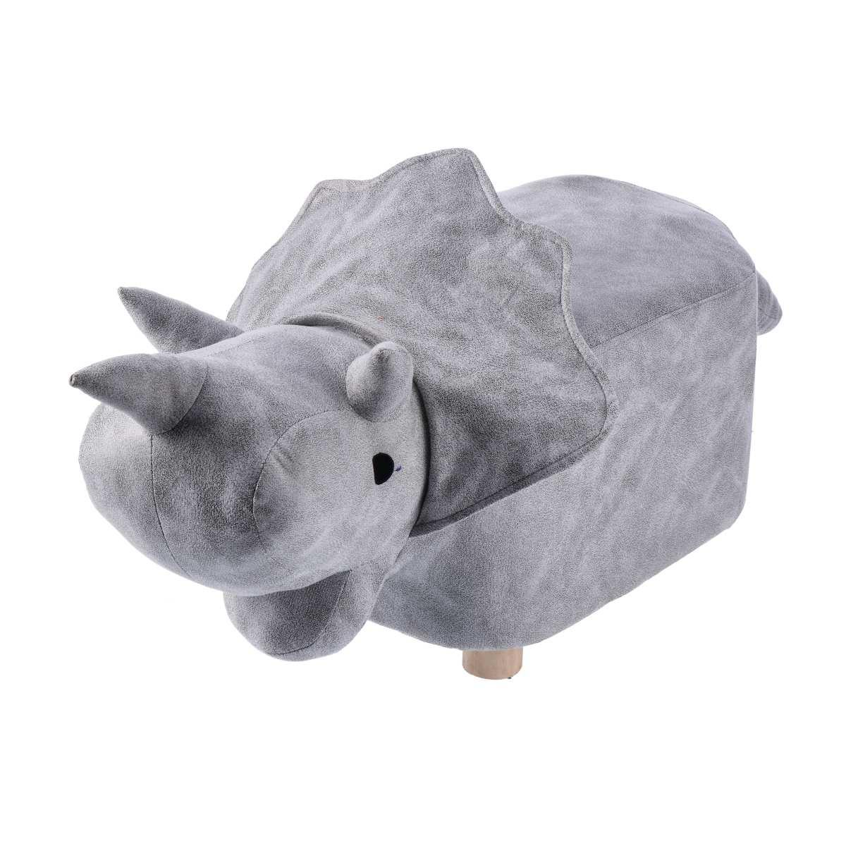 Pouf in tessuto modello rinoceronte con gambe in legno 93,5x37xh35,5 cm
