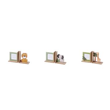 Set 2 reggilibri in mdf con portafoto bimbo animali savana 30x7,5xh16 cm