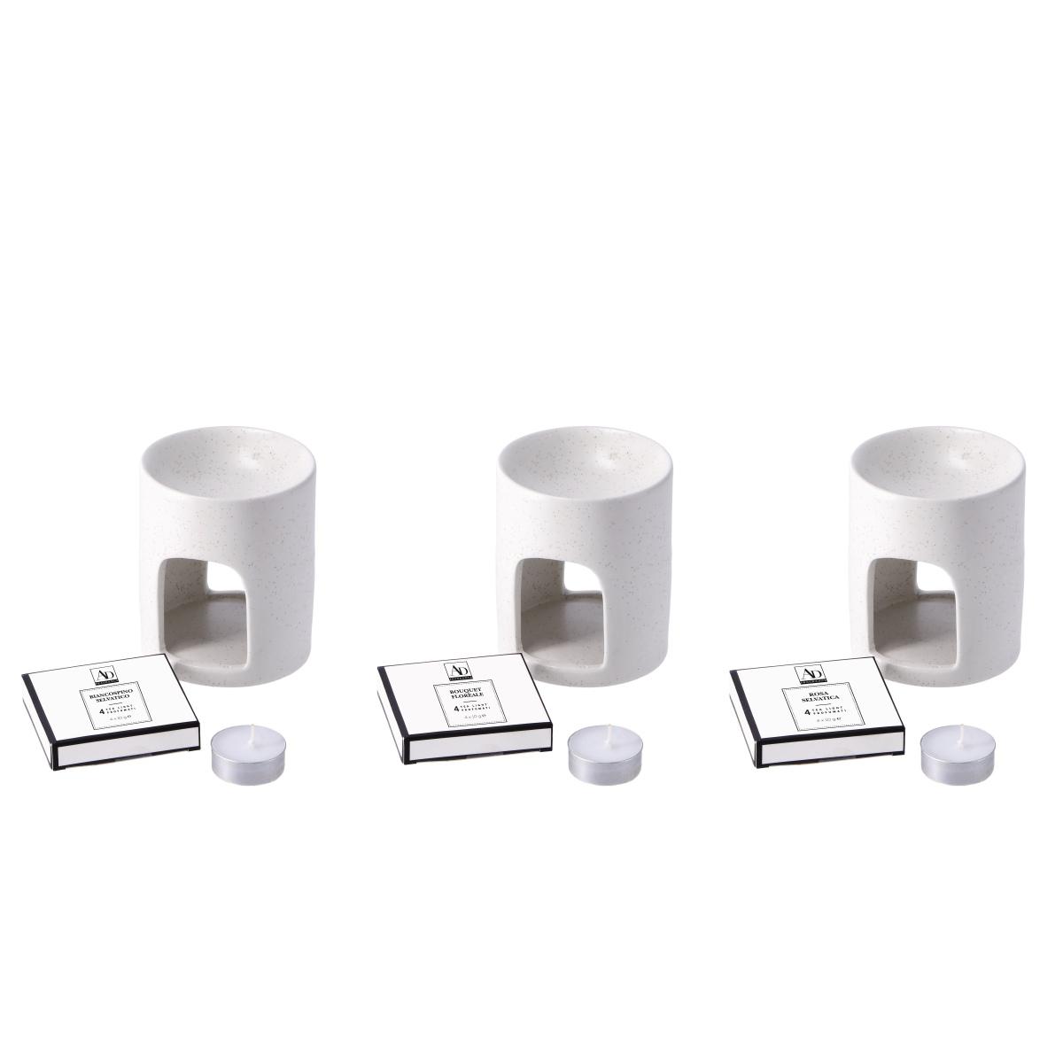 Brucia oli in ceramica con 4 tea light profumati d9,5xh11,5 cm