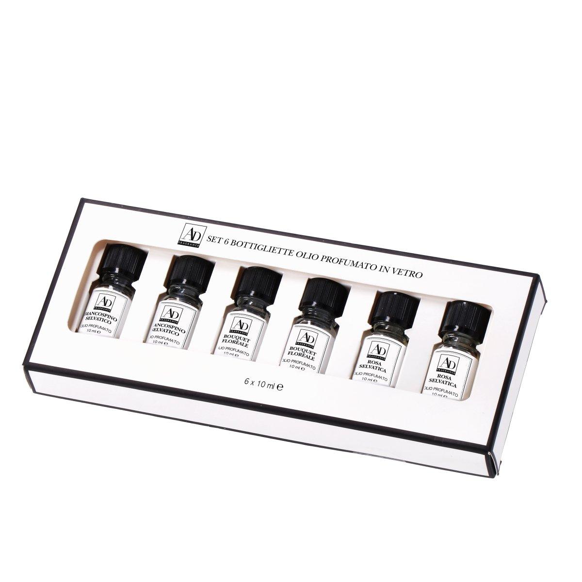Set 6 bottigliette olio profumato in vetro 10 ml