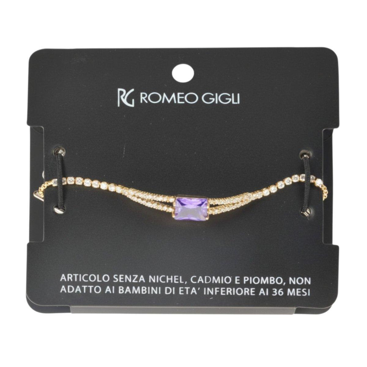 Bracciale donna dorato con pietra rettangolare viola RG Romeo Gigli