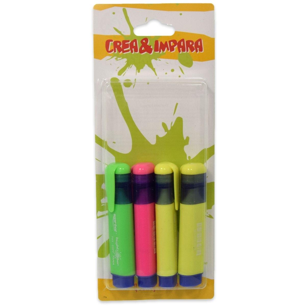 blister 4 evidenziatori piatti assortiti